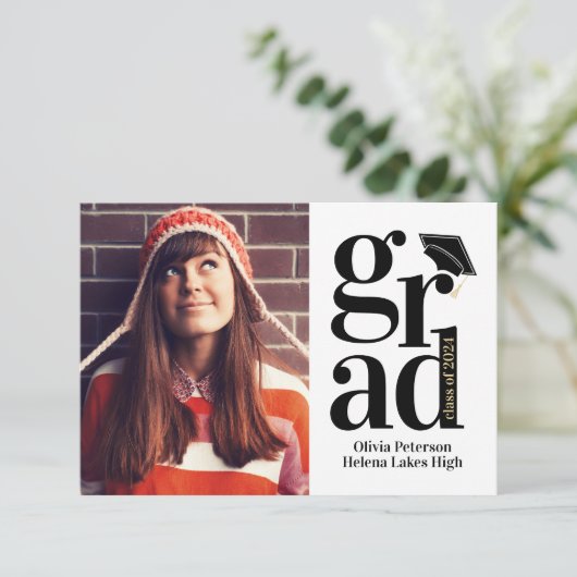 Klasse van 2024 AFSTUDEERDER Multi Photo Afstudere Bedankkaart (Staand voorkant)