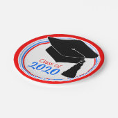 Klasse van 2024 Afstudeerder Pet Rood Wit en Blauw Papieren Bordje (Gekanteld)