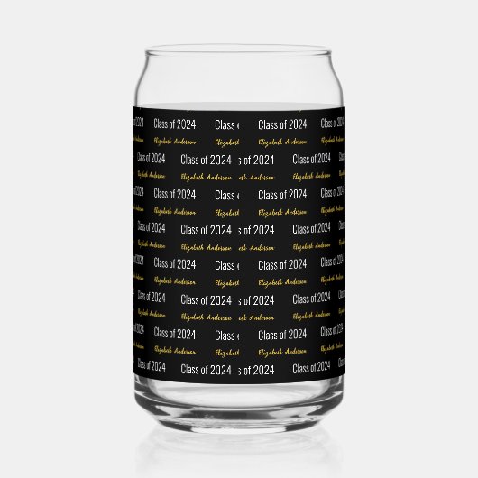 Klasse van 2024 Afstudeerder Volledige Naam Zwart Blikvorm Glas (Rechts)