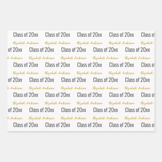 Klasse van 2024 Afstudeerders Volledige Naam Wit Z Inpakpapier Vel (Voorkant)