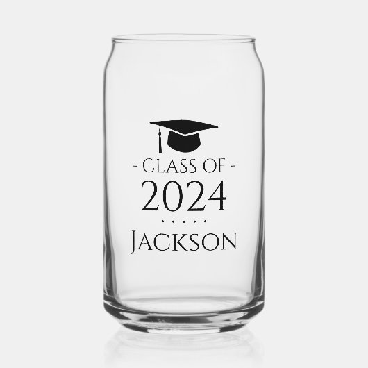 Klasse van 2024 Afstuderen Custom Blikvorm Glas (Voorkant)