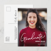 Klasse van 2024 Afstuderen Fotohandlettering scrip Aankondigingskaart (Voorkant / Achterkant)