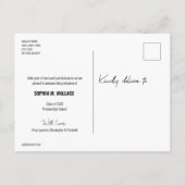 Klasse van 2024 Afstuderen Fotohandlettering scrip Aankondigingskaart (Achterkant)