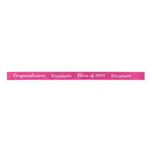 Klasse van 2024 Afstuderen Naam Hot Pink White Scr Lint