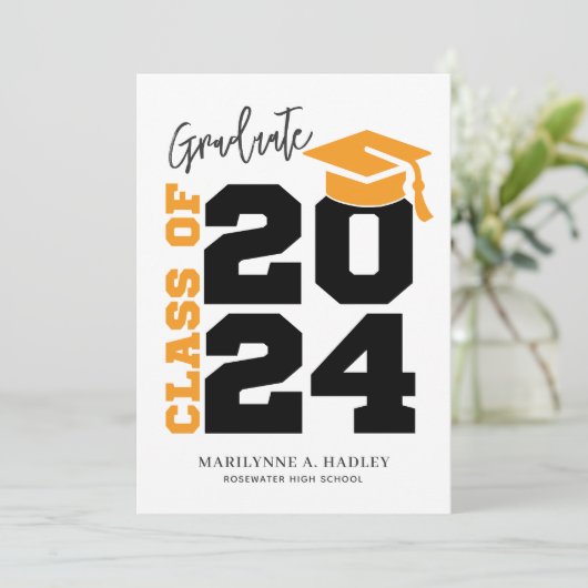 Klasse van 2024 Black Gold Afstuderen Aankondiging (Staand voorkant)