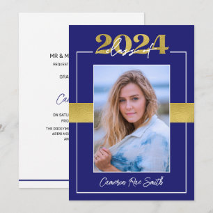 Klasse van 2024 Blue & Gold Graduation Party Kaart