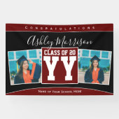 Klasse van 2024 Bourgogne Donkerrood Afstuderen Fo Spandoek (Horizontaal)