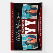 Klasse van 2024 Bourgogne Donkerrood Afstuderen Fo Spandoek (Verticaal)