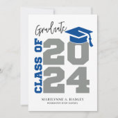 Klasse van 2024 Eenvoudig Blauw Afstuderen Aankond Aankondiging (Voorkant)
