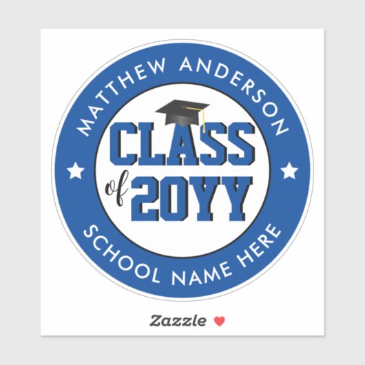 Klasse van 2024 Elegant Blue Afstuderen Sticker (Vel)
