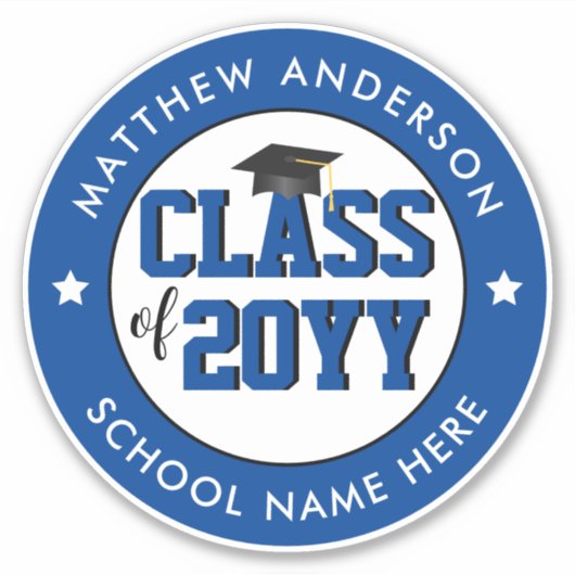 Klasse van 2024 Elegant Blue Afstuderen Sticker (Voorkant)