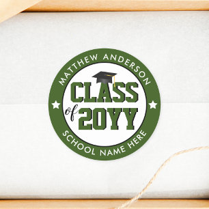 Klasse van 2024 Forest Green Graduation Party Ronde Sticker