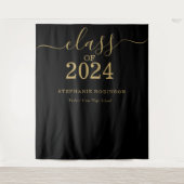 Klasse van 2024 Gold Script Afstuderen Backdrop Pr Wandkleed (Voorkant)