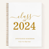 Klasse van 2024 Gold Script Afstuderen Gast Notitieboek (Voorkant)