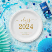 Klasse van 2024 Gold Script Afstuderen Papieren Bordje (Feest)