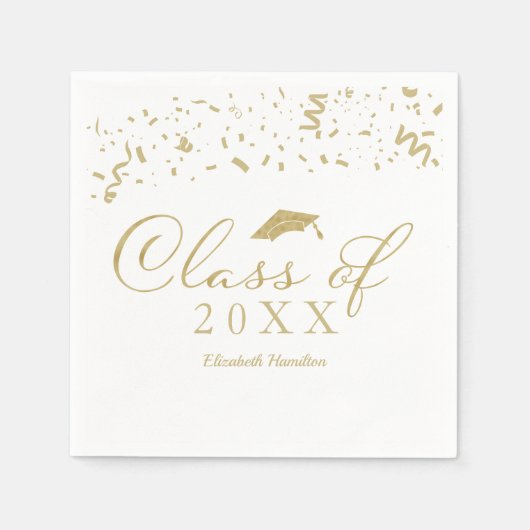 Klasse van 2024 Gold Script Graduation Party Wit Servet (Voorkant)