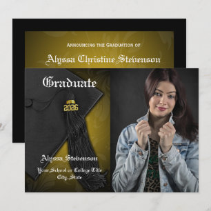 Klasse van 2024 Gold Tassel College Foto Afstudere Kaart