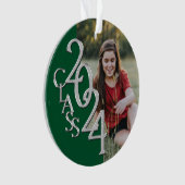 Klasse van 2024 Groen en Zilver met Foto Ornament (voorkant)