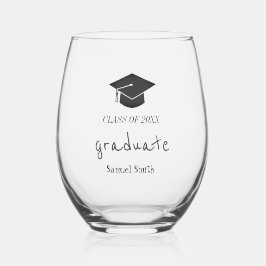 Klasse van 2024 Handschrift Pet & Tassel Afstudere Wijnglas Zonder Voet