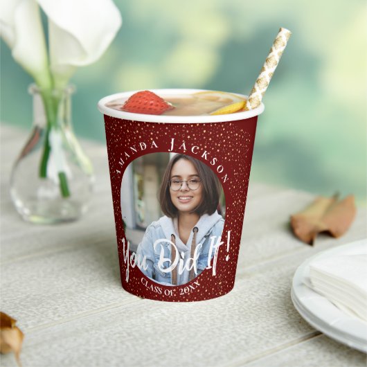 Klasse van 2024 Je deed het Rode Foto Afstuderen Papieren Bekers (Insitu)