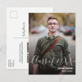 Klasse van 2024 Mannelijk Afstuderen Fotonaam Aankondigingskaart (Voorkant / Achterkant)