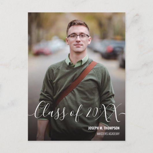 Klasse van 2024 Mannelijk Afstuderen Fotonaam Aankondigingskaart (Voorkant)