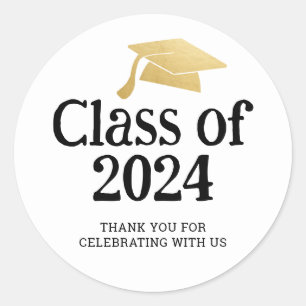 Klasse van 2024 Minimaal Afstuderen Pet Dank u Ronde Sticker