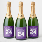 Klasse van 2024 Modern Royal Paarse Afstuderen Sparkling Wijnetiket (Flessen)