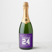Klasse van 2024 Modern Royal Paarse Afstuderen Sparkling Wijnetiket (Voorkant)