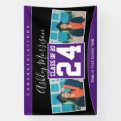 Klasse van 2024 Paarse Afstuderen Fotocollage Spandoek (Verticaal)