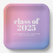 Klasse van 2024 Paarse Gradient Custom Afstuderen Papieren Bordje (Voorkant)