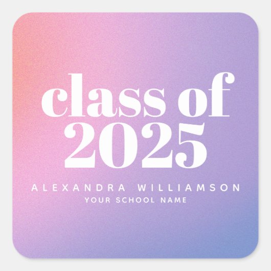 Klasse van 2024 Paarse Gradient Custom Afstuderen Vierkante Sticker (Voorkant)