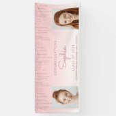 Klasse van 2024 Pink Glitter 2-foto Afstuderen Spandoek (Verticaal)