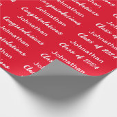 Klasse van 2024 Rood Wit Gefeliciteerd Afstudeerde Cadeaupapier (Hoek)