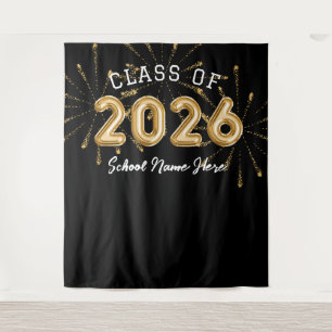 Klasse van 2024 Schoolnaam Gold Graduation Party Wandkleed