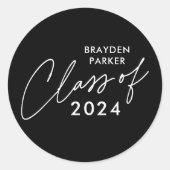 Klasse van 2024 Script Afstuderen Ronde Sticker (Voorkant)