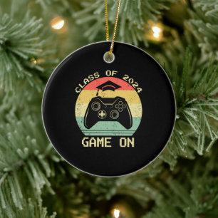 Klasse van 2024 Senior Video Gamer Game op Graduat Keramisch Ornament