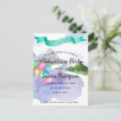 Klasse van 2024 Waterverf Graduation Party Briefkaart (Staand voorkant)