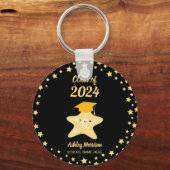 Klasse van 2024 Zwart en Goud Super Star Afstudere Sleutelhanger (Achterkant)