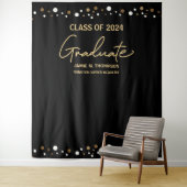 Klasse van 2024 Zwart goud Custom afstuderen Wandkleed (In situ)