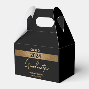 Klasse van 2024 Zwart Goud Naam Afstuderen Bedankdoosjes