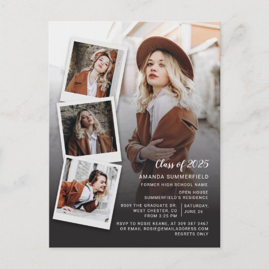 Klasse van 2025 Afstudeerder Photo Collage Script  Uitnodiging Briefkaart (Voorkant)
