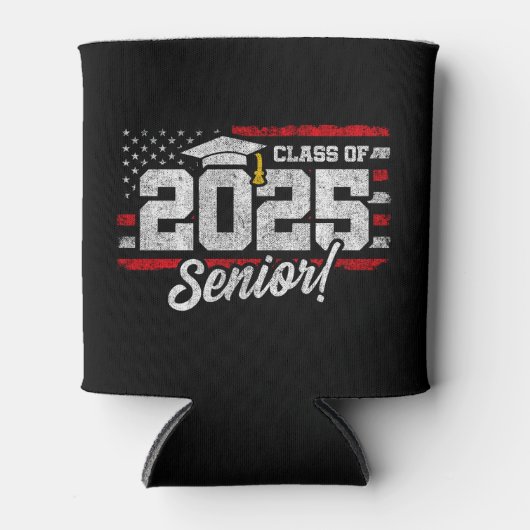 Klasse van 2025 Afstuderen American Flag Senior 20 Blikjeskoeler (Voorkant)