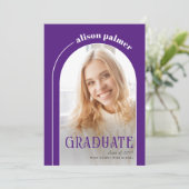 Klasse van 2025 AFSTUDEREN boog paarse foto Aankondiging (Staand voorkant)