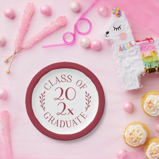 Klasse van 2025 Afstuderen Bourgondisch Grens Afst Papieren Bordje (Feest)