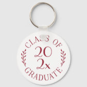 Klasse van 2025 Afstuderen Bourgondische typografi Sleutelhanger (Voorkant)