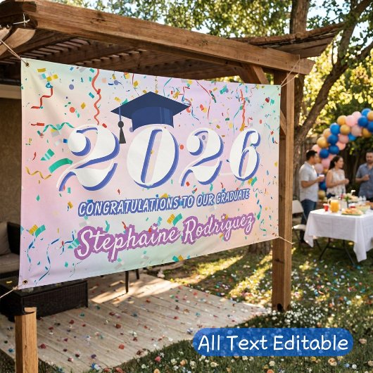 Klasse van 2025 Afstuderen Confetti Fun Graduation Spandoek
