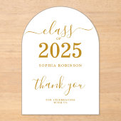 Klasse van 2025 Afstuderen Dank u kaart Acryl Uitnodigingen (Voorkant)