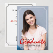 Klasse van 2025 afstuderen eenvoudig rood handgesc kaart (Voorkant / Achterkant)