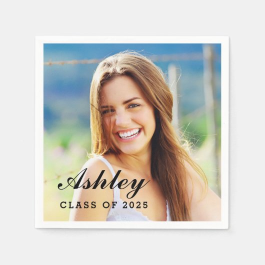 Klasse van 2025 Afstuderen gepersonaliseerde foto Servetten (Voorkant)